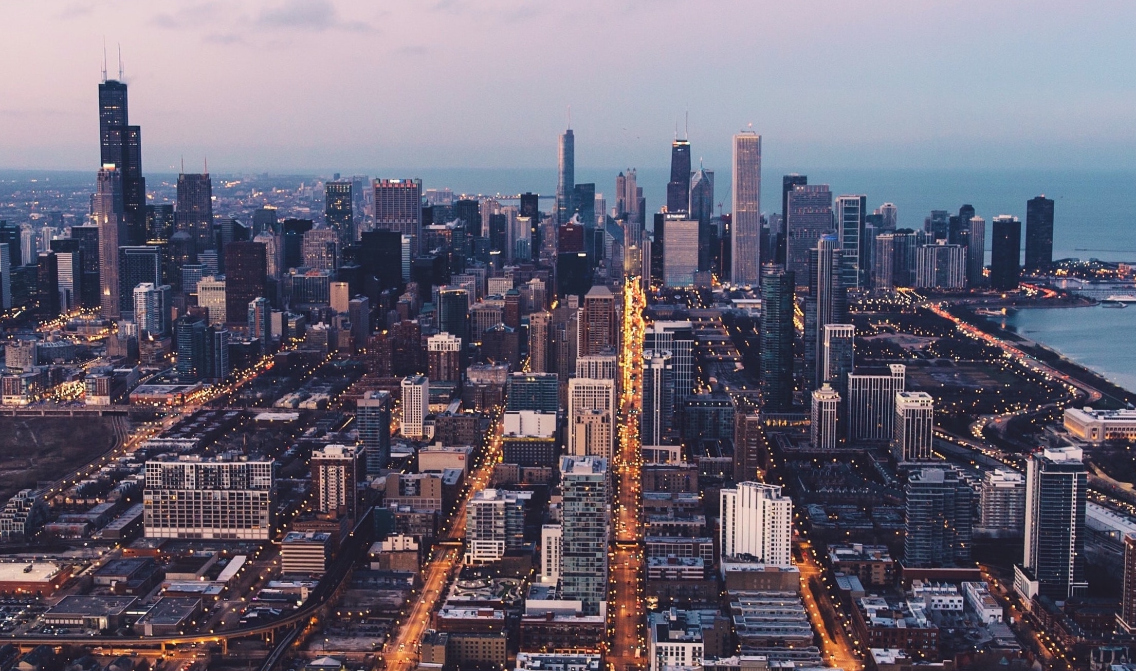 Chicago skyline overlooking Lake Michigan