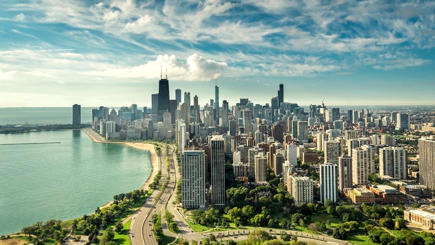 Gold Coast Chicago skyline and lakefront